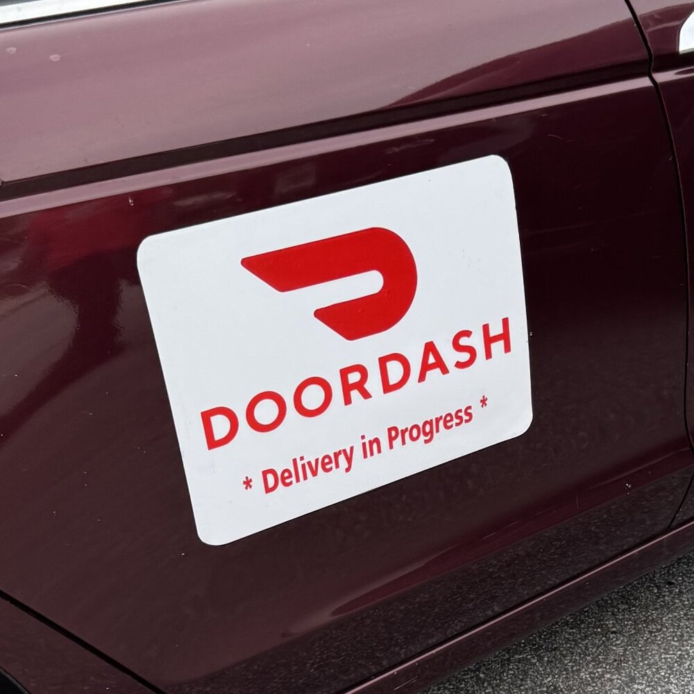 2 (TWO) Reflective DoorDash Car Magnets - Removable Decals - Delivery Door Dash